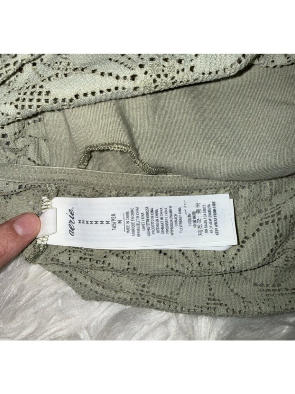 Aerie Floral Lace Longline Bralette Bra Lightly Lined WF Womens M Medium Green - Picture 5 of 5
